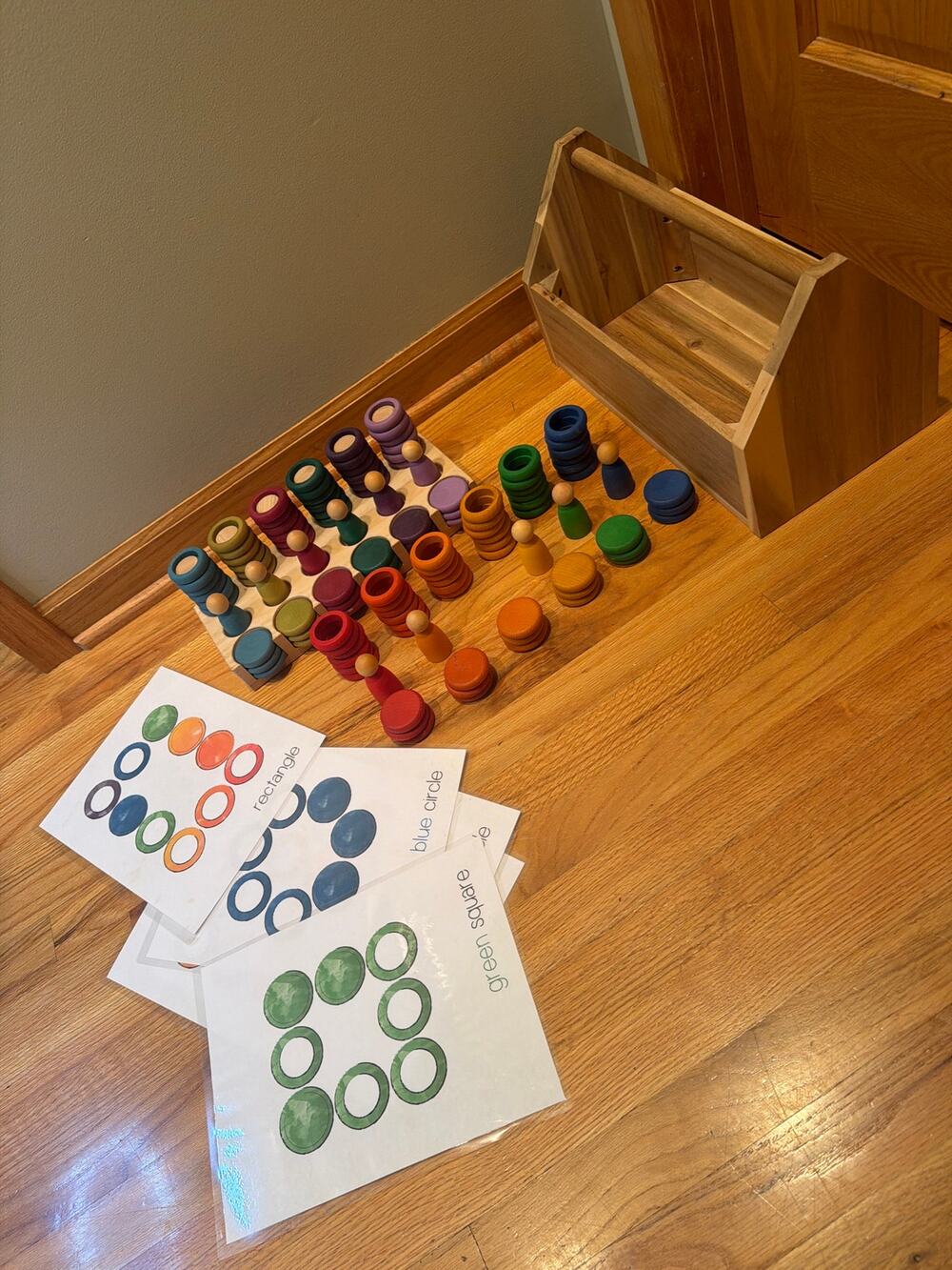 Grapat Nins Carla Wooden Toy Set with Custom Maple Sorting Tray & Pattern Cards
